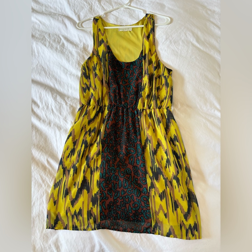 Staring at Stars Yellow and Black Dress with Teal Accents